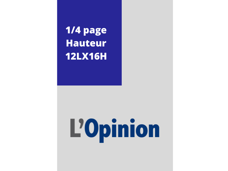 Annonces Administratives et Légales 1/4Page en Hauteur journal L'Opinion