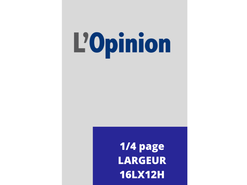 Annonces Administratives et Légales 1/4Page en Largeur journal L'Opinion