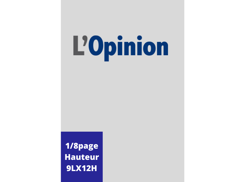 Annonces Administratives et Légales 1/8 Page en Hauteur journal L'Opinion